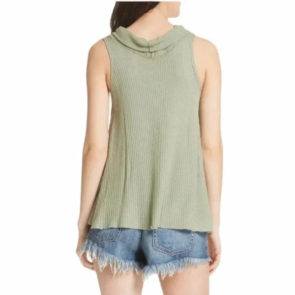 Free People We the Free Swing It Cowl Neck Sleeveless Waffle Knit Tank Top(XS) - Picture 5 of 11